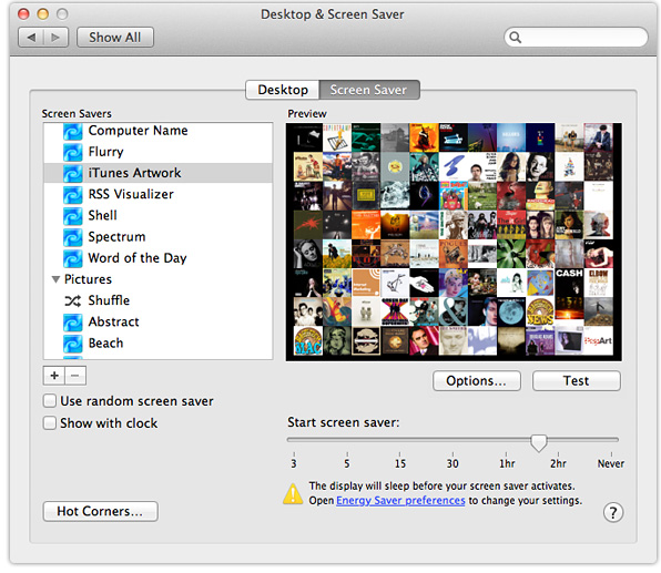 ... : Play your music with OS X Lion’s iTunes Screen Saver | Macsessed