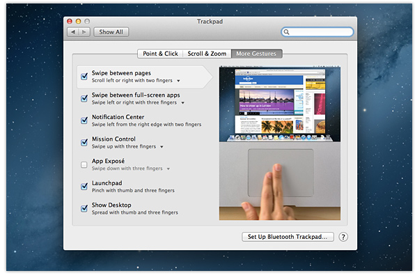 OS X Mountain Lion trackpad tricks