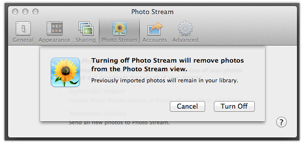 Turning off Photo Stream